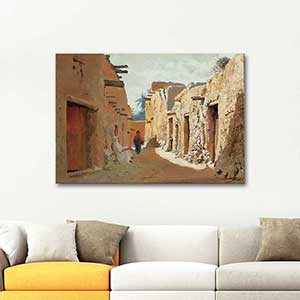 Eugene Alexis Girardet A Street in El Kantara Algeria Art Print