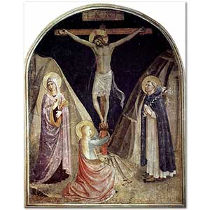 Fra Angelico Çarmıha Geriliş Meryem ve Maria Magdalena Kanvas Tablo