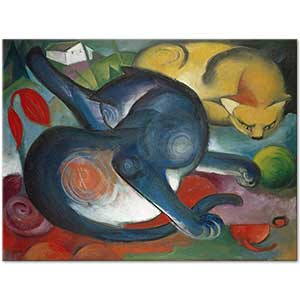 Franz Marc Two Cats Blue and Yellow Art Print