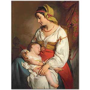 Friedrich von Amerling İtalyan Anne ve Çocuğu Kanvas Tablo