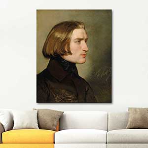 Friedrich von Amerling Franz List'in Portresi Kanvas Tablo