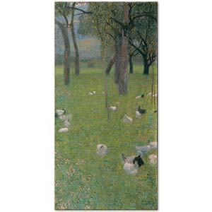 Gustav Klimt Yağmur Sonrası Bahçede Tavuklar Kanvas Tablo