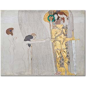 Gustav Klimt Beethoven Freski Panel 3 Kanvas Tablo