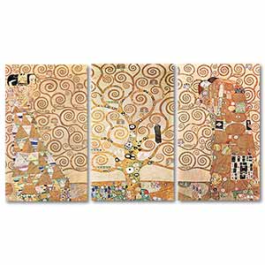 Gustav Klimt Hayat Ağacı 3'lü Set Kanvas Tablo