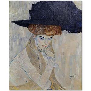 Gustav Klimt Woman in Black Feather Hat Art Print
