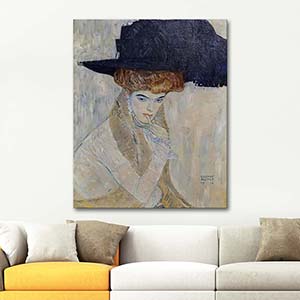 Gustav Klimt Siyah Şapka Kanvas Tablo