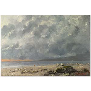 Gustave Courbet Sahilde Kanvas Tablo