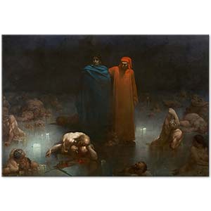 Gustave Dore Dante ve Virgil Cehennemde Kanvas Tablo