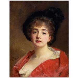Gustave Jean Jacquet Woman In Red Art Print