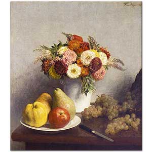 Henri Fantin Latour çiçek demeti ve meyveler