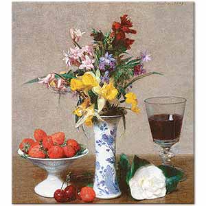 Henri Fantin-Latour Still life with Glass of Wine and Strawberries Art Print