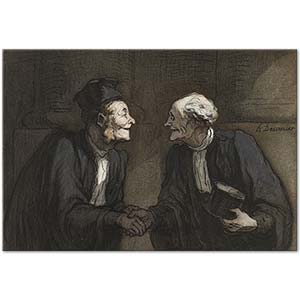 Honore Daumier Two Lawyers Handshake Art Print