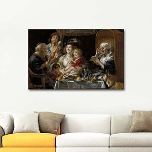 Jacob Jordaens As The Old Sang So The Young Pipe Art Print