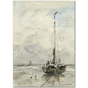 Jacob Maris Fishermans Boat On The Beach Art Print