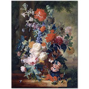 Jan van Huysum Vazoda Çiçekler ile Natürmort Kanvas Tablo