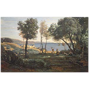 Jean Baptiste Camille Corot Napoli Manzarası Kanvas Tablo