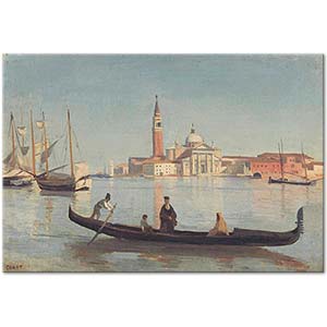 Jean Baptiste Camille Corot Venedik Manzarası ve Gondol Kanvas Tablo
