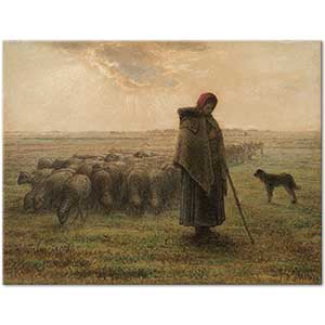Jean-François Millet Shepherdess and Her Flock Art Print