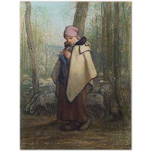 Jean-François Millet The Knitting Shepherdess Art Print