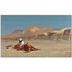 Jean Leon Gerome Rider And His Steed In The Desert Art Print