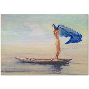John La Farge Girl In Bow Of Canoe Spreading Out Her Loin Art Print