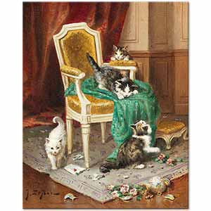 Jules Leroy Playful Cats Art Print