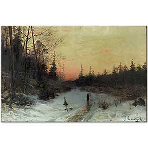 Justus Lundegard Winter Landscape in Gryningen Art Print