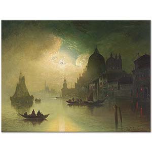Karl Kaufmann A Moonlit Night Over Venice Art Print