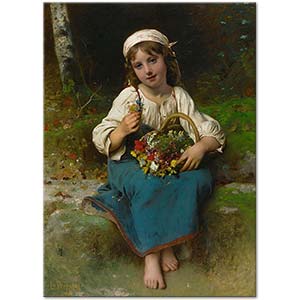 Léon Bazille Perrault Young Girl with a Basket of Flowers Art Print