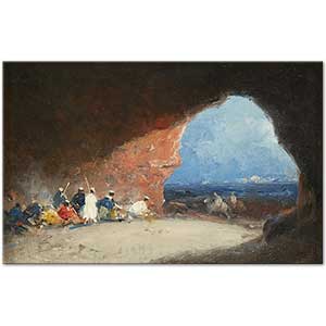 Mariano Fortuny Marsal Sahil Mağarasında Araplar Kanvas Tablo