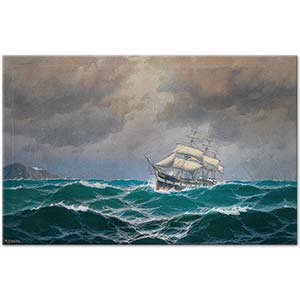 Max Jensen Three Master On The High Seas Art Print