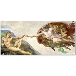 Michelangelo Buonarroti Ademin Yaratılışı 01 Kanvas Tablo