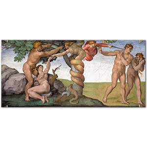 Michelangelo Buonarroti İlk Günah ve Cennetten Kovuluş Kanvas Tablo