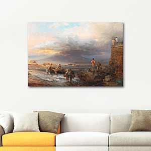 Oswald Achenbach The Bay of Naples with Vesuvius Art Print
