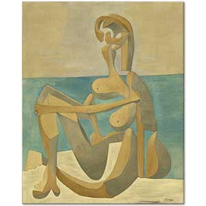 Pablo Picasso Sahilde Oturan Kadın Kanvas Tablo