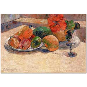 Paul Gauguin Still Life With Mangoes And Hibiscus Flower Art Print