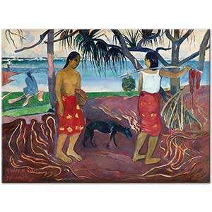 Paul Gauguin Pandanuslar Altında Kanvas Tablo