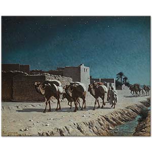 Paul Lazerges Camel Train By Moonlight Art Print