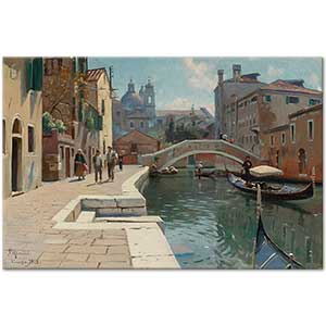 Peder Mørk Mønsted Canal in Venice Art Print
