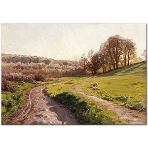 Peder Mørk Mønsted Landscape with Sheep Art Print