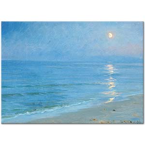 Peder Severin Krøyer Ay Işığı Skagen Sahili Kanvas Tablo