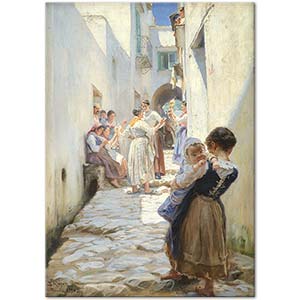 Peder Severin Krøyer Torelloda Bir Sokak İtalya Kanvas Tablo
