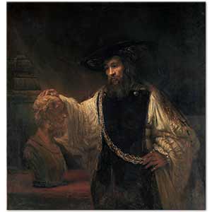 Rembrandt van Rijn Aristo Homerin Büstü ile Kanvas Tablo