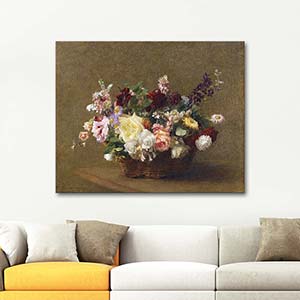 Victoria Dubourg Fantin Latour Basket Of Various Flowers Art Print