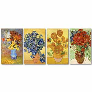 Vincent van Gogh Flowers in Vase 4 Pieces Canvas Set