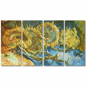 Vincent van Gogh Dört Ayçiçeği 4'lü Set Kanvas Tablo