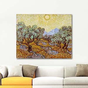 Vincent van Gogh Olive Trees With Yellow Sky And Sun Art Print