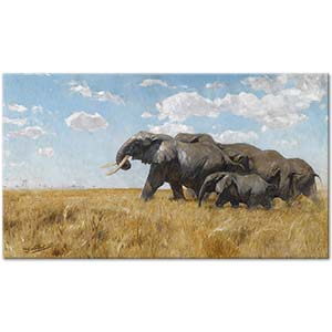 Wilhelm Kuhnert Elephants on the Move Art Print