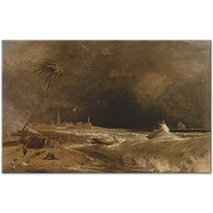 William Daniell Madras St George kalesi Bengal Körfezi Hava Fırtınalı