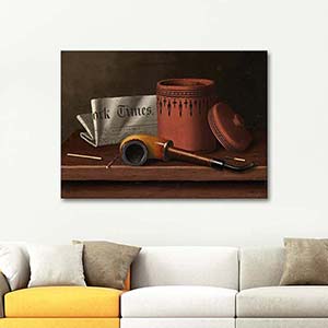 William Michael Harnett Still Life With New York Times Tobacco Jar Pipe And Matches Art Print